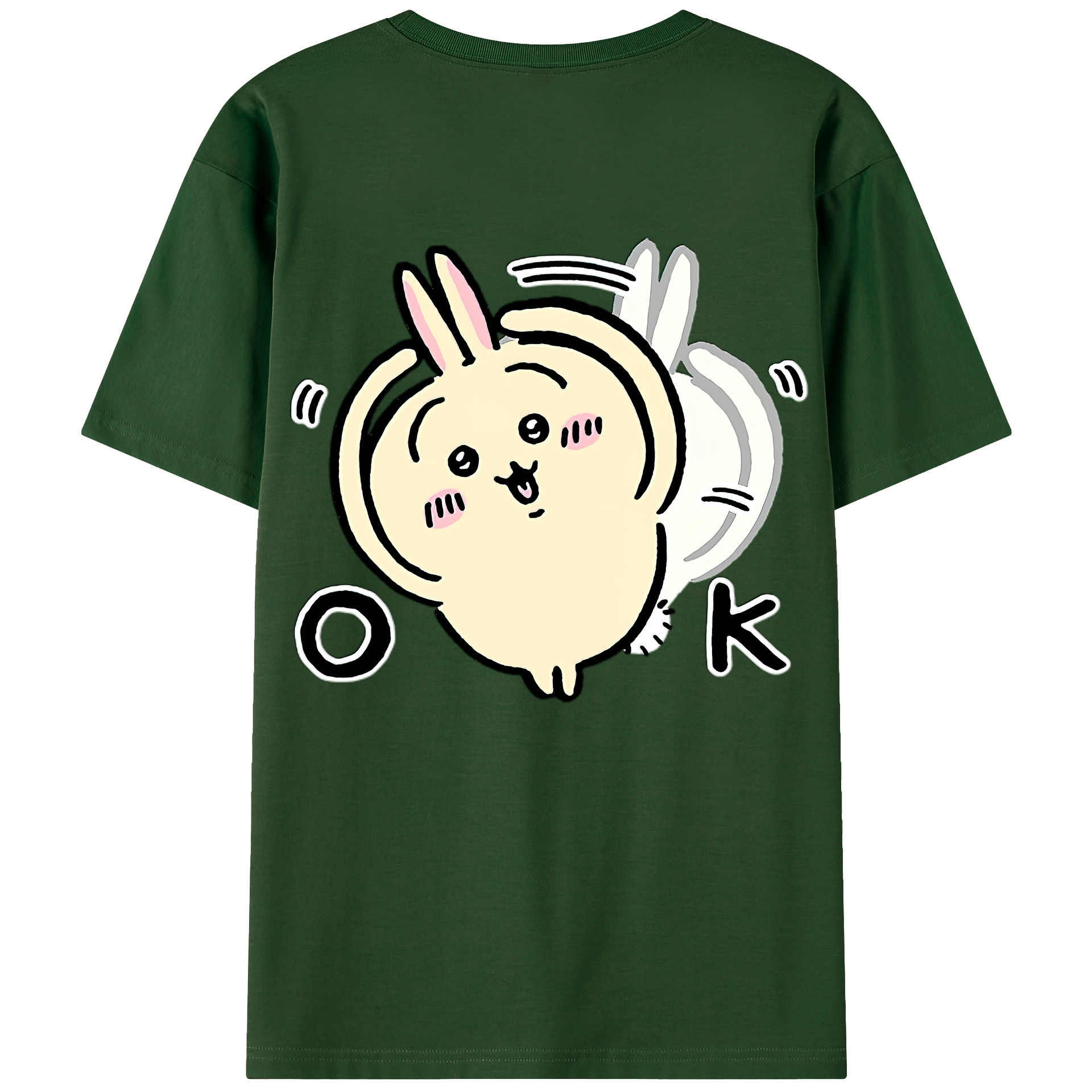 （画像用） ちいかわ うさぎ Chii-kawa usagi 綿100％半袖Tシャツ（背面プリント）